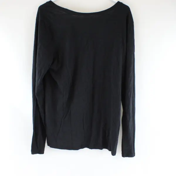 Susina Black Long-Sleeved Scoop-Neck T-Shirt Women's XL