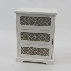 White Wood Jewelry Box Mini Dresser Top Lid Mirror 2 Drawer Storage