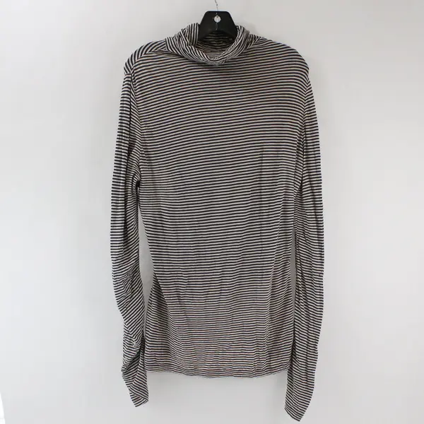 Lands' End Women's S Navy Beige Striped Long Sleeve Turtleneck Top