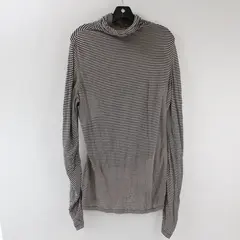 Lands' End Women's S Navy Beige Striped Long Sleeve Turtleneck Top