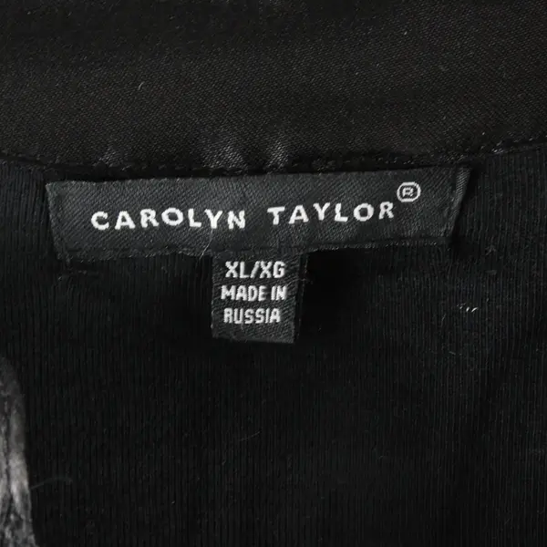 Carolyn Taylor Women’s Black Floral Embroidered V-Neck Long Sleeve Top XL