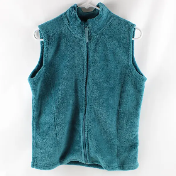 Jason Maxwell Women's Small Fuzzy Teal Zip-Up Vest