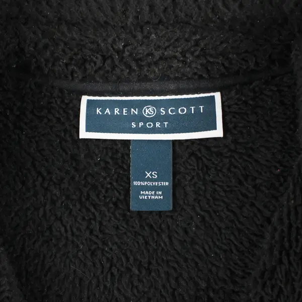 Karen Scott Women's XS Red Gray Fair Isle Fleece Full Zip Vest