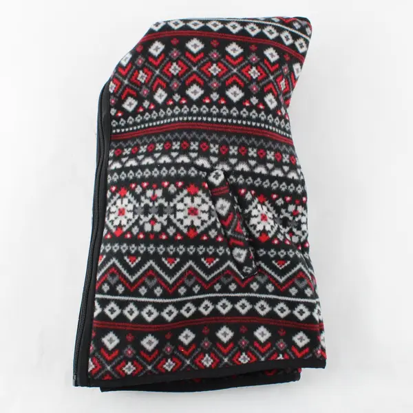 Karen Scott Women's XS Red Gray Fair Isle Fleece Full Zip Vest
