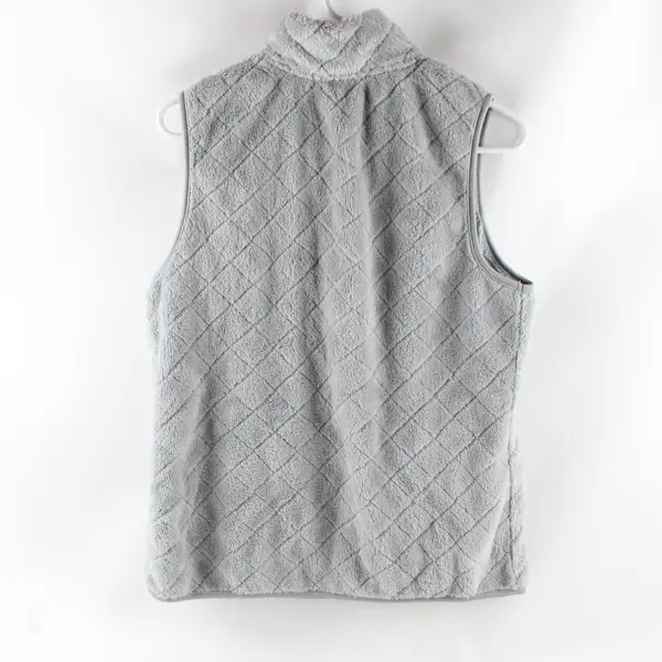 Time and Tru Women's Fuzzy Gray Zip-Up Vest Size M 8-10