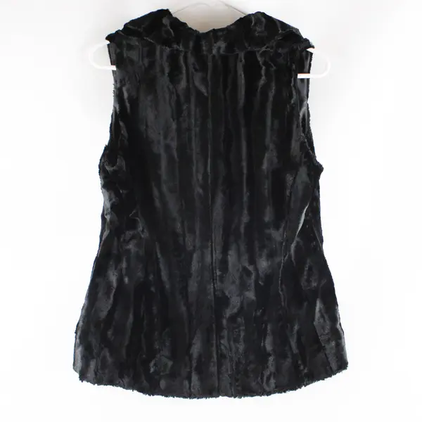 I.N.C. International Concepts Black Faux Fur Snap Vest Women's M