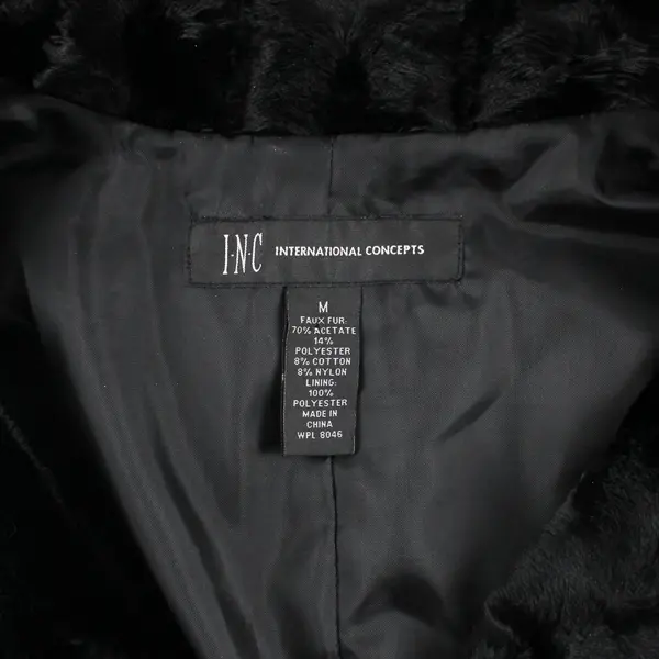 I.N.C. International Concepts Black Faux Fur Snap Vest Women's M
