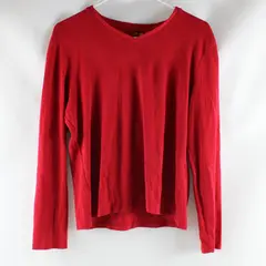Cherokee Women's Red Long Sleeve V-Neck T-Shirt Tee Medium