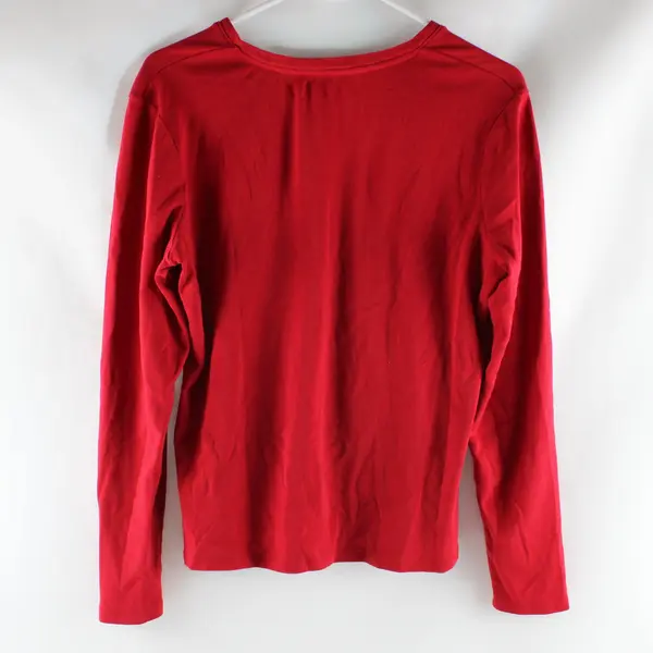 Cherokee Women's Red Long Sleeve V-Neck T-Shirt Tee Medium