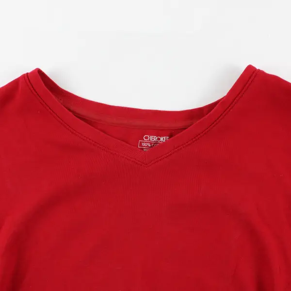 Cherokee Women's Red Long Sleeve V-Neck T-Shirt Tee Medium