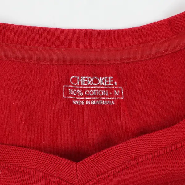 Cherokee Women's Red Long Sleeve V-Neck T-Shirt Tee Medium