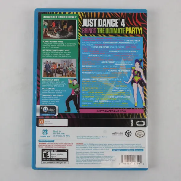 Just Dance 4 Nintendo Wii U Ubisoft 2012 w/ Manual Untested