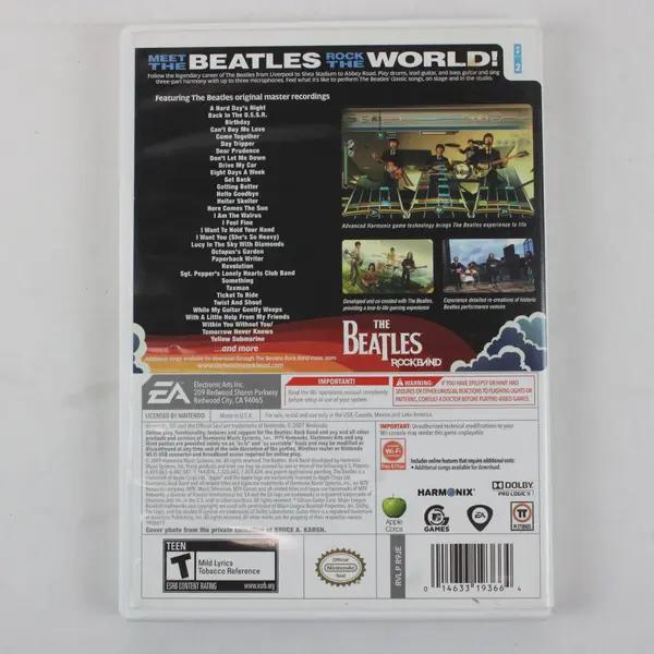 Nintendo Wii The Beatles Rockband Replacement Case and Manual NO DISC