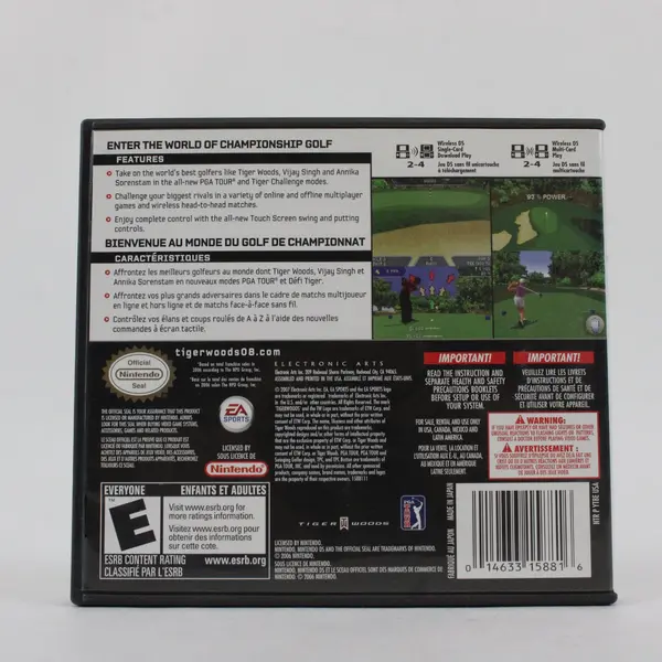 Nintendo DS Tiger Woods PGA Tour 08 Case Inserts Manual
