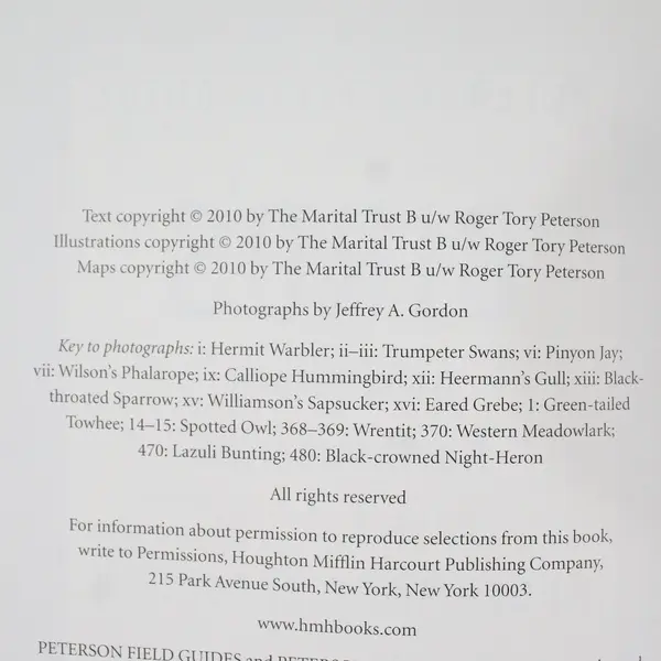 Peterson Field Guide to Birds of Western North America Roger Peterson 2010 PB 