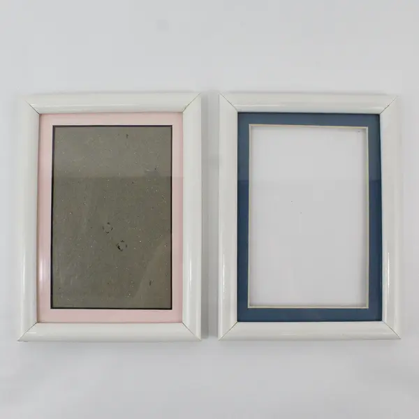 Lot of 2 Matching White Photo Frames with Colored Matting 5.10"x7.12"