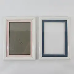 Lot of 2 Matching White Photo Frames with Colored Matting 5.10"x7.12"