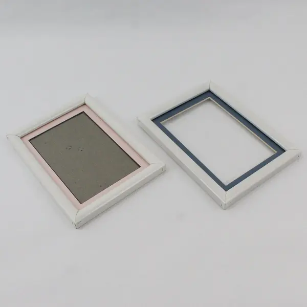 Lot of 2 Matching White Photo Frames with Colored Matting 5.10"x7.12"