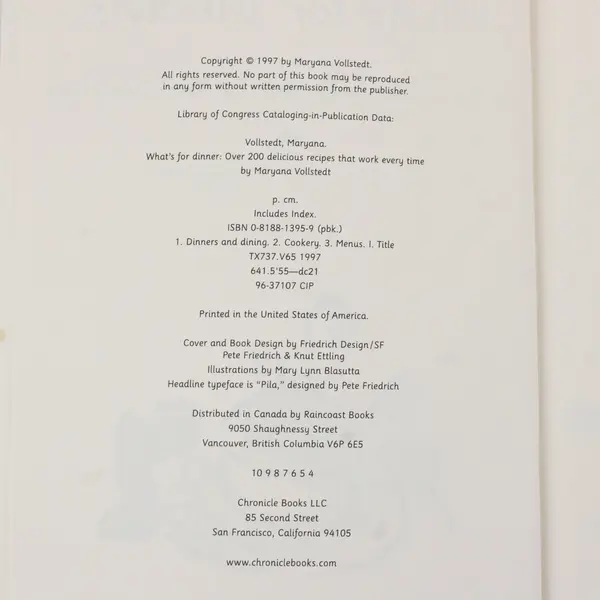 VTG What's for Dinner? Over 200 Delicious Recipes Maryana Volstedt 1997 PB