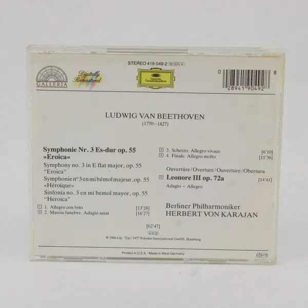 Beethoven Symphony No. 3 Eroica Berliner Philharmoniker Karajan CD