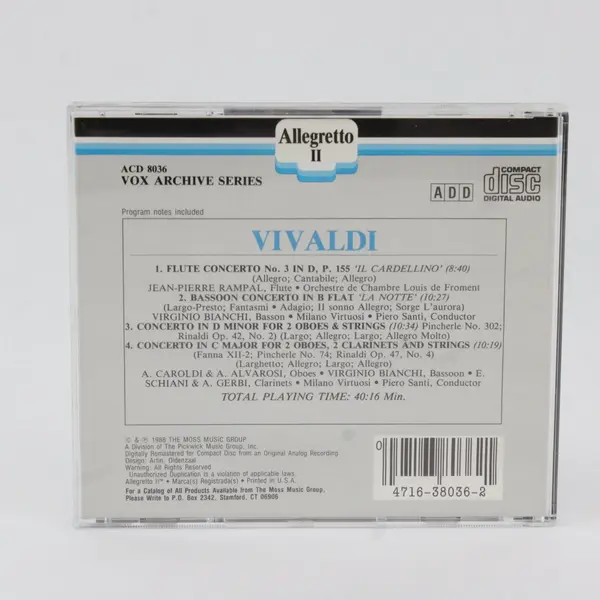 Jean-Pierre Rampal Allegretto II Vivaldi Flute Oboe Bassoon Concerti CD