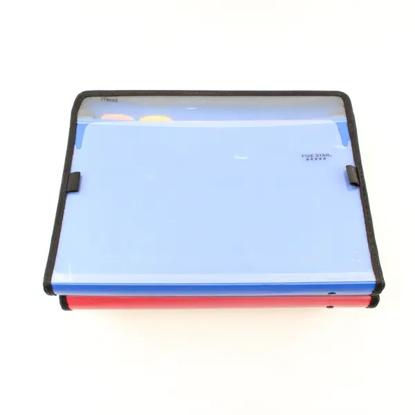 Lot of 3 Mead Five Star Zipper File Folders Red White Blue