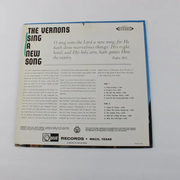 The Vernons Sing A New Song 12" Vinyl Record