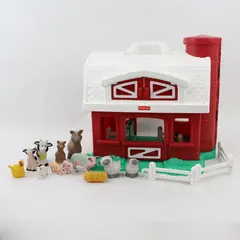 Fisher Price Red Plastic Barn Playset with Animals & Fences Farm Toy