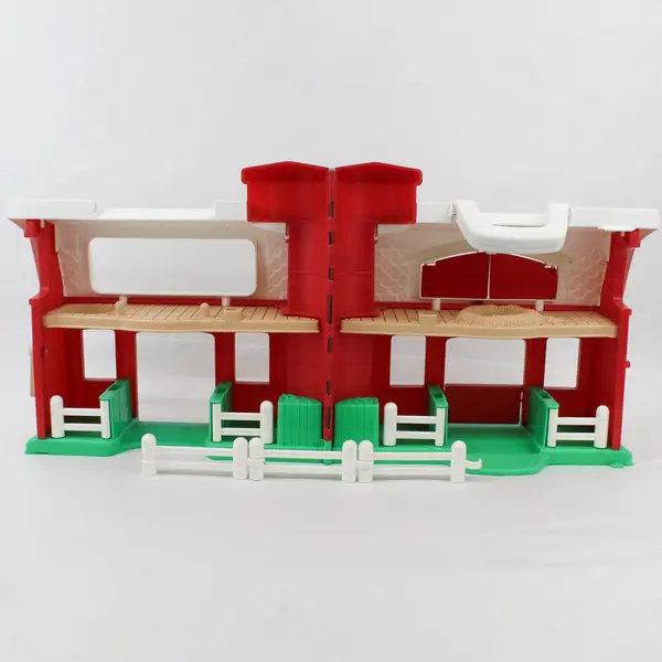 Fisher Price Red Plastic Barn Playset with Animals & Fences Farm Toy