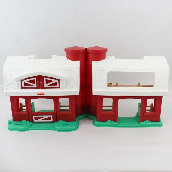 Fisher Price Red Plastic Barn Playset with Animals & Fences Farm Toy