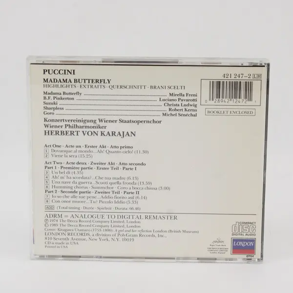 Puccini Madama Butterfly Highlights CD Freni Pavarotti Herbert von Karajan