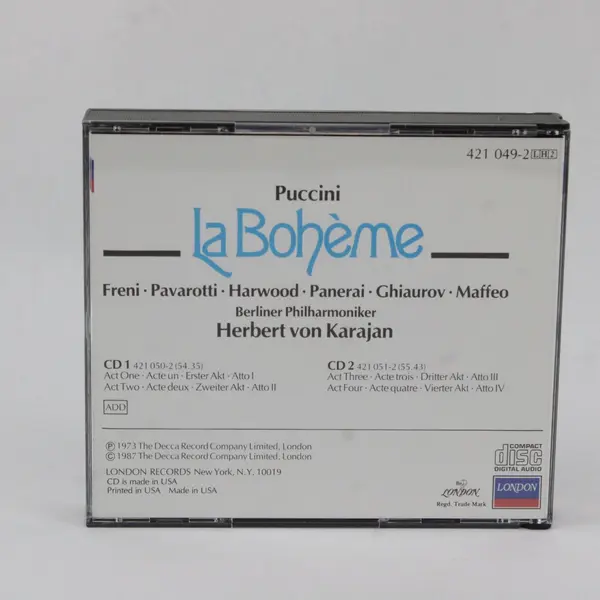 Puccini La Boheme 2CD 1987 London ADRM Pavarotti Herbert von Karajan