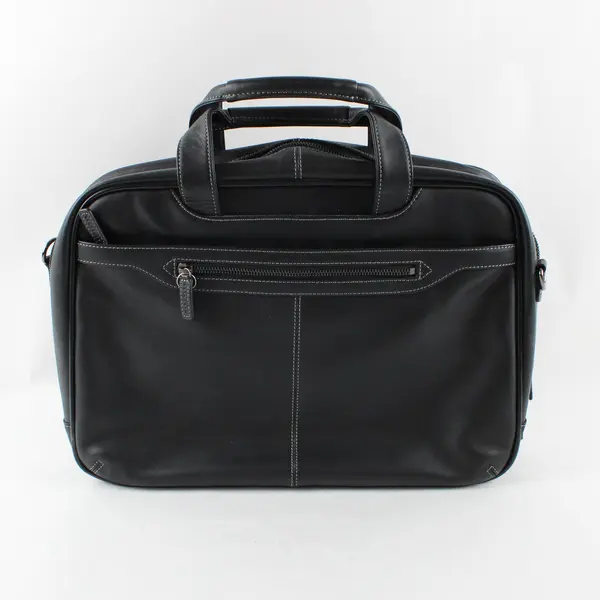 Levenger Black Faux Leather 16in Laptop Luggage Bag Briefcase Travel Case