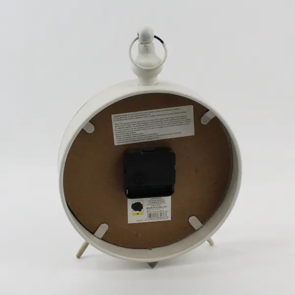 Old East Main Battery Operated White Metal Mantel Table Clock