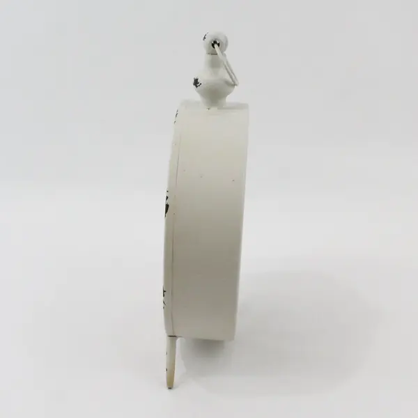 Old East Main Battery Operated White Metal Mantel Table Clock
