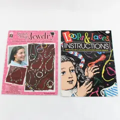 Lot of 2 VTG Jewelry Making Instructions Loops & Laces & Stretch Magic Jewelry 