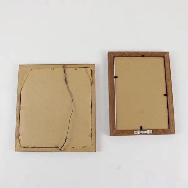 Lot of 2 Vintage Brown Wooden Wall-Hanging Picture Frames 5x7 and 6.5x7.5