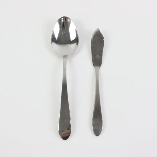 Lot of 2 International Silver Stainless Butter Knife Soup Spoon