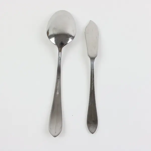Lot of 2 International Silver Stainless Butter Knife Soup Spoon