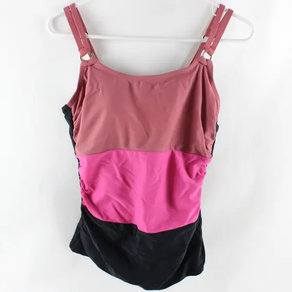 Croft & Barrow Women's Pink Black Padded Tankini Top Size 10D