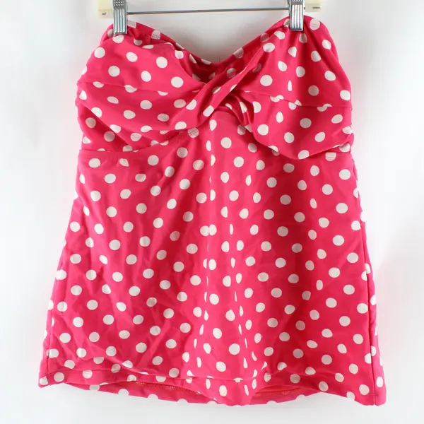 Mossimo Women XL Strapless Swim Top White Hot Pink Polka Dot
