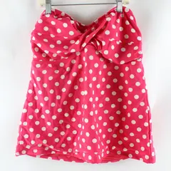 Mossimo Women XL Strapless Swim Top White Hot Pink Polka Dot