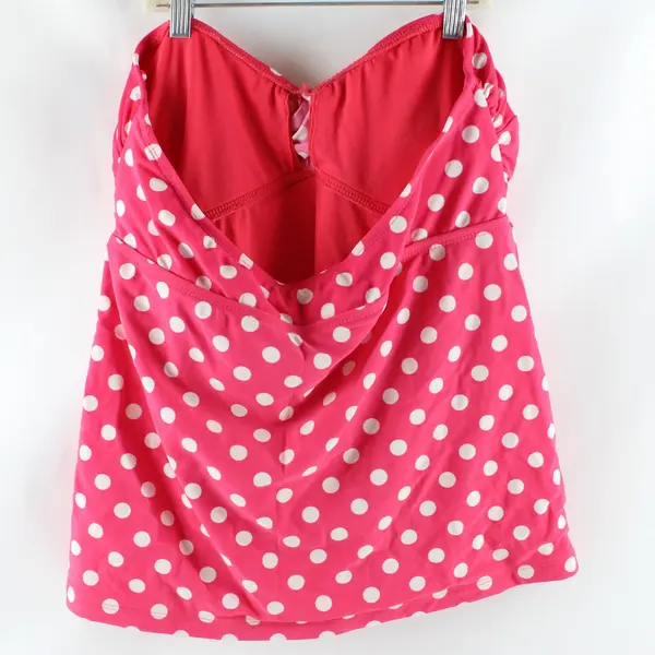 Mossimo Women XL Strapless Swim Top White Hot Pink Polka Dot