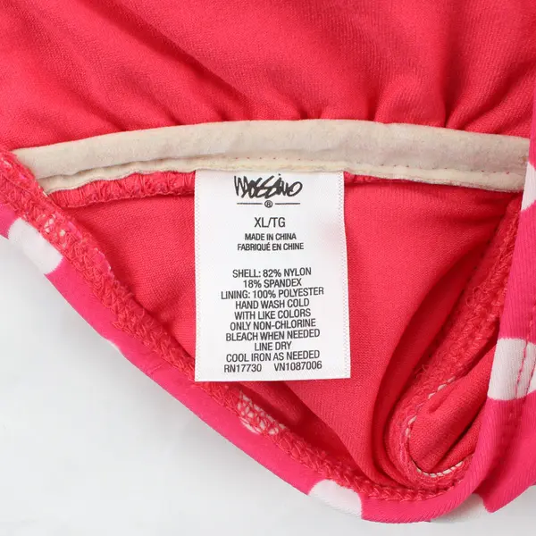 Mossimo Women XL Strapless Swim Top White Hot Pink Polka Dot