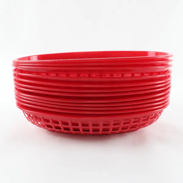 Lot of 12 Red Plastic Hot Dog Burger Serving Baskets Restaurant Supply