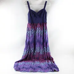 Mudd Womens Large Purple Pink Herringbone Sleeveless Maxi Sundress