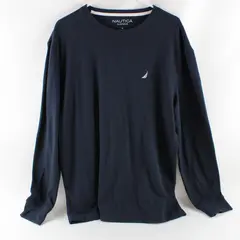 Nautica Men's M Navy Blue Waffle Knit Long Sleeve Pajama Sleep Shirt