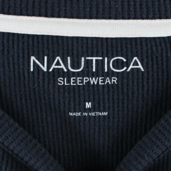 Nautica Men's M Navy Blue Waffle Knit Long Sleeve Pajama Sleep Shirt