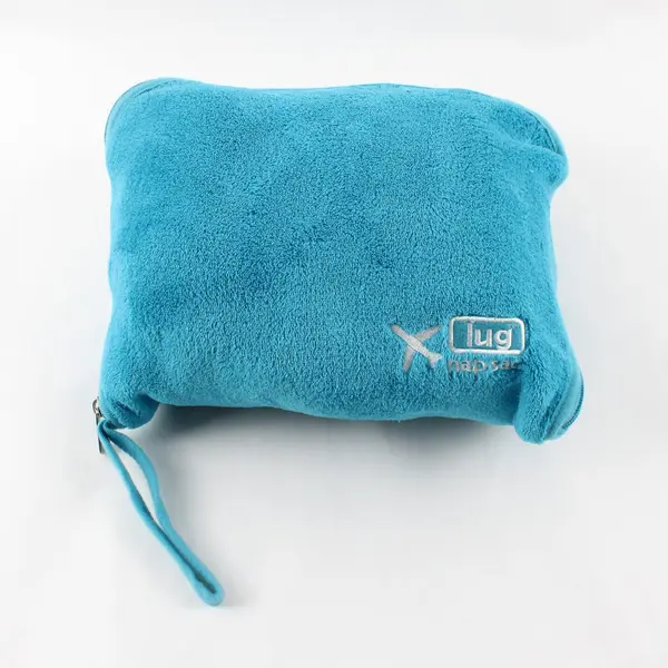 Lug Nap Sac Fuzzy Blue 2-in-1 Travel Blanket Pillow Set