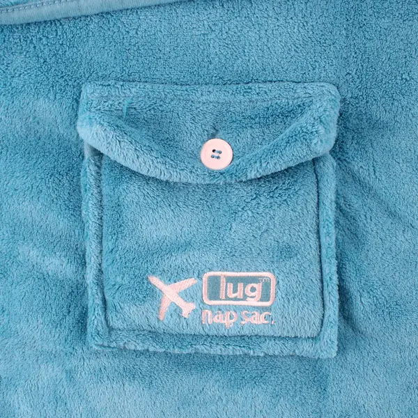 Lug Nap Sac Fuzzy Blue 2-in-1 Travel Blanket Pillow Set